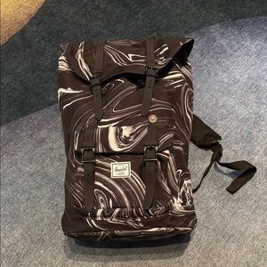 Herschel Supply Company Black and White Backpack with Swirl Design